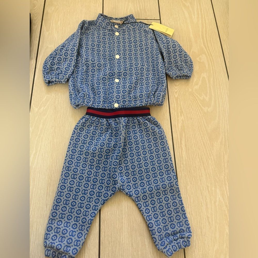 Brand new baby Gucci   Blue Baby 2pcs set comes with box giftable
